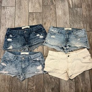 SET OF 4 - ABERCROMBIE & FITCH DENIM SHORTS - WOMEN SIZE 8 / W 29